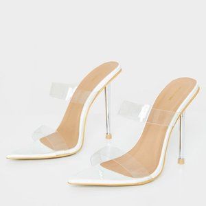 Pretty Little Thing Clear Pointed Heels 7